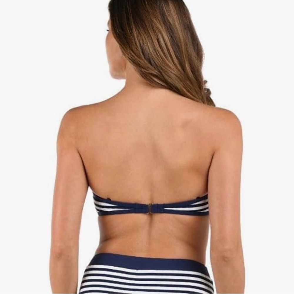 La Blanca Women's Bandeau Bikini Swimsuit Top Indigo Set Sail Blue White 4 NWT - Picture 11 of 11